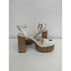 JESSICA SIMPSON Women’s white Chunky Platform Heel Sandals Size 8.5 woven upper